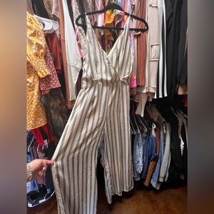 Black and white striped jumpsuit